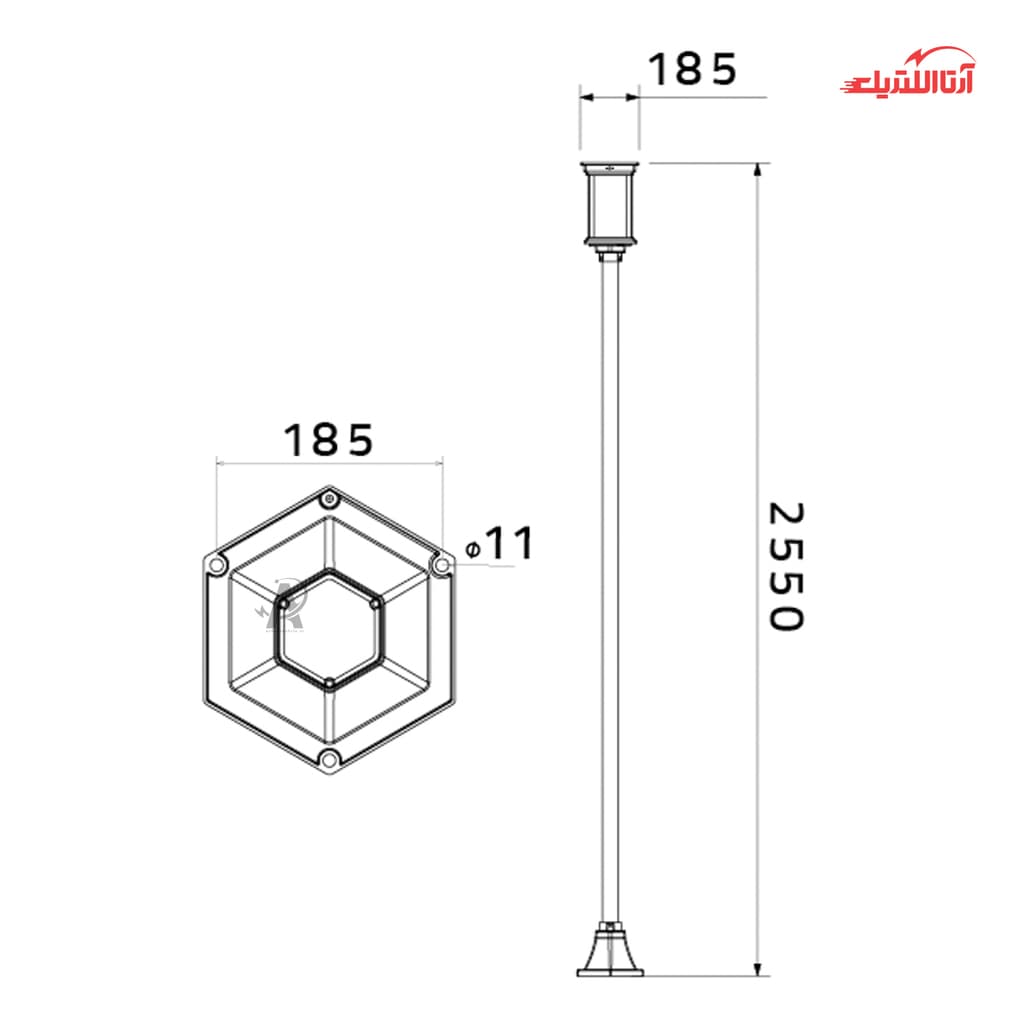 چراغ حیاطی ایستاده شعاع مدل SH-1620-Diamond — تصویر ۲