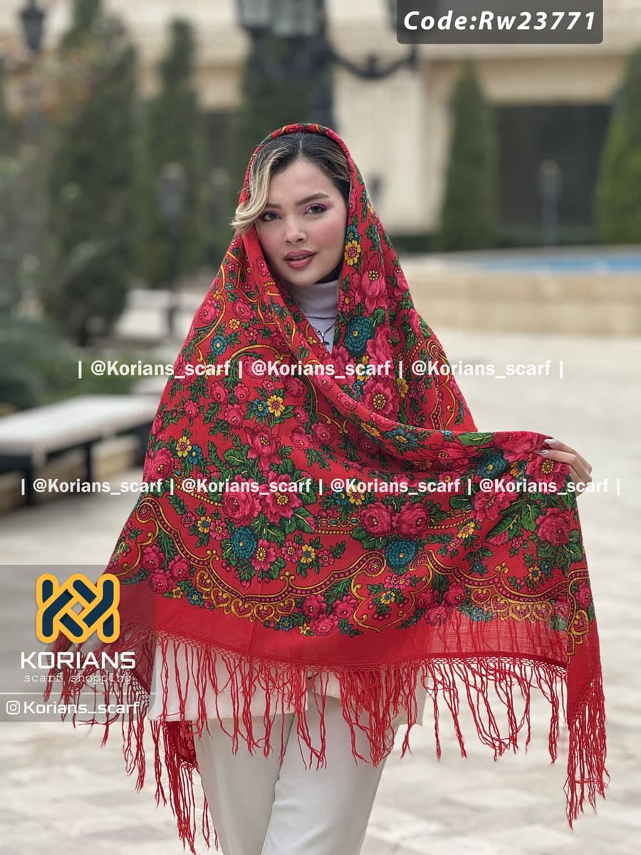 روسری ترکمن پشمی اصیل ترکمن کد Rw23771