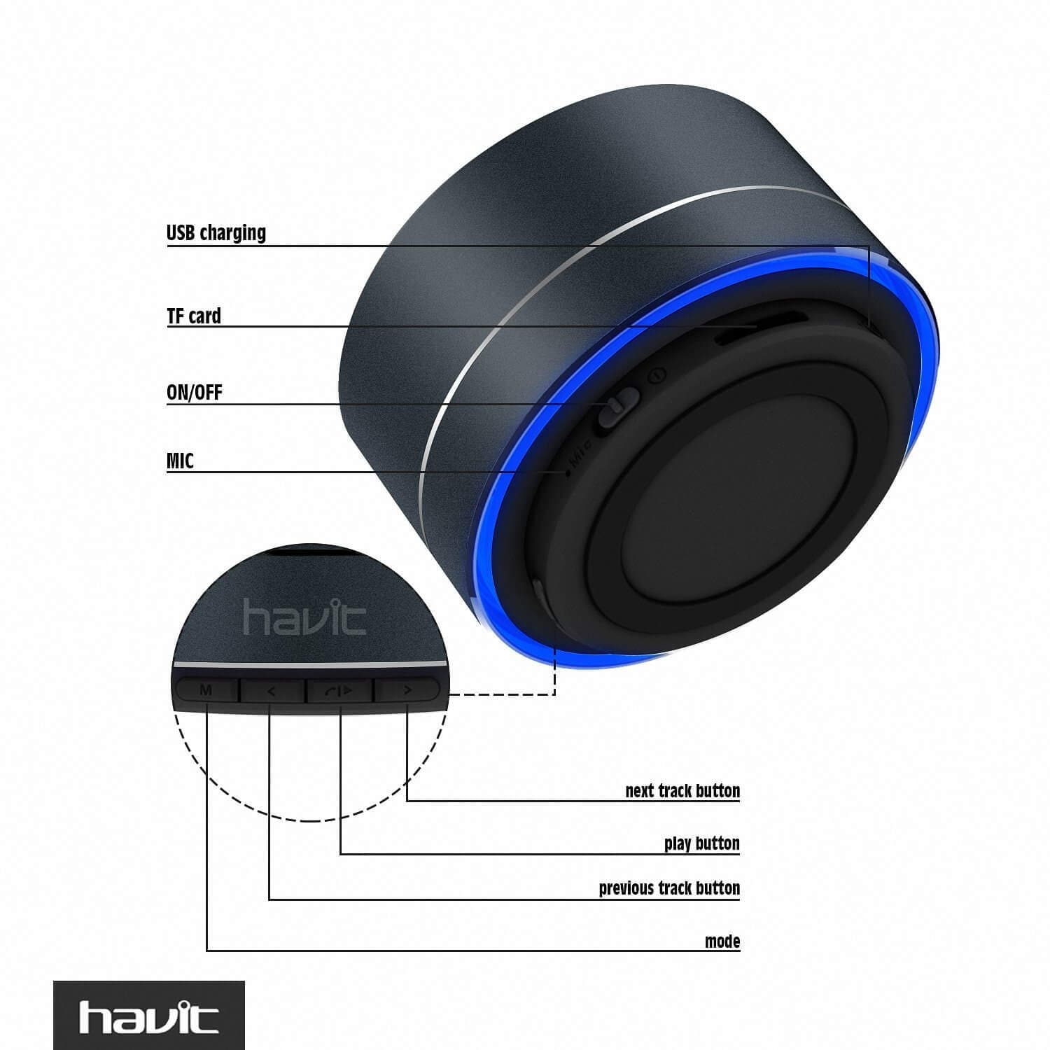 اسپیکر بی سیم و قابل حمل HAVIT مدل M8 — تصویر ۳