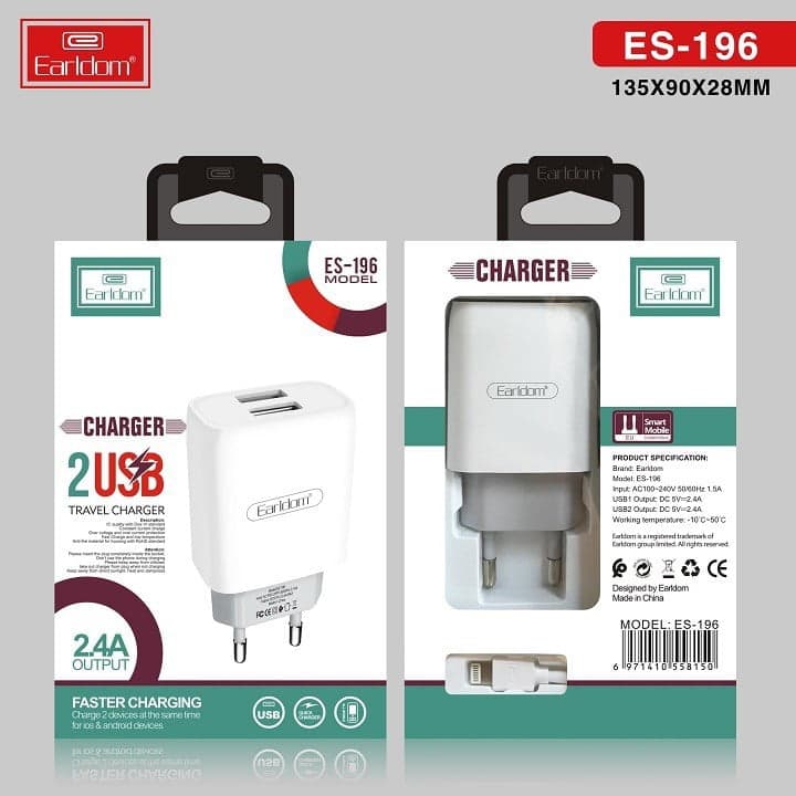 شارژر دیواری ارلدام مدل ES-196 به همراه کابل تایپ سی — تصویر ۴