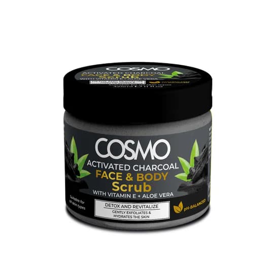 اسکراب صورت و بدن زغال فعال (Activated Charcoal) کازمو – Scrub