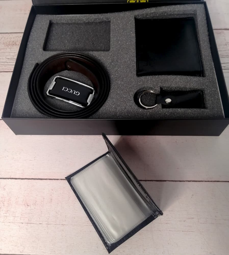 ست چرم مردانه مشکی کد G051 — تصویر ۲