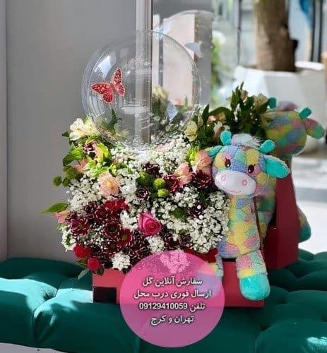 دسته گل و کیک تولد برای نوزاد یک ساله