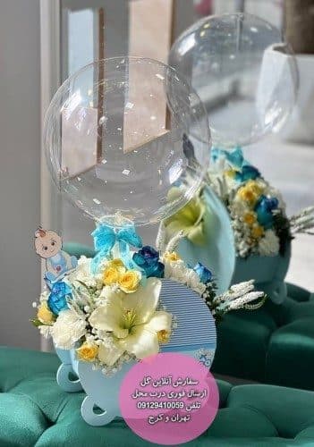 دسته گل و کیک برای جشن تولد کودک یکساله با ارسال فوری