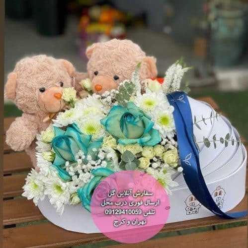 دسته گل و کیک تولد برای تولد هشت ماهگی نوزاد