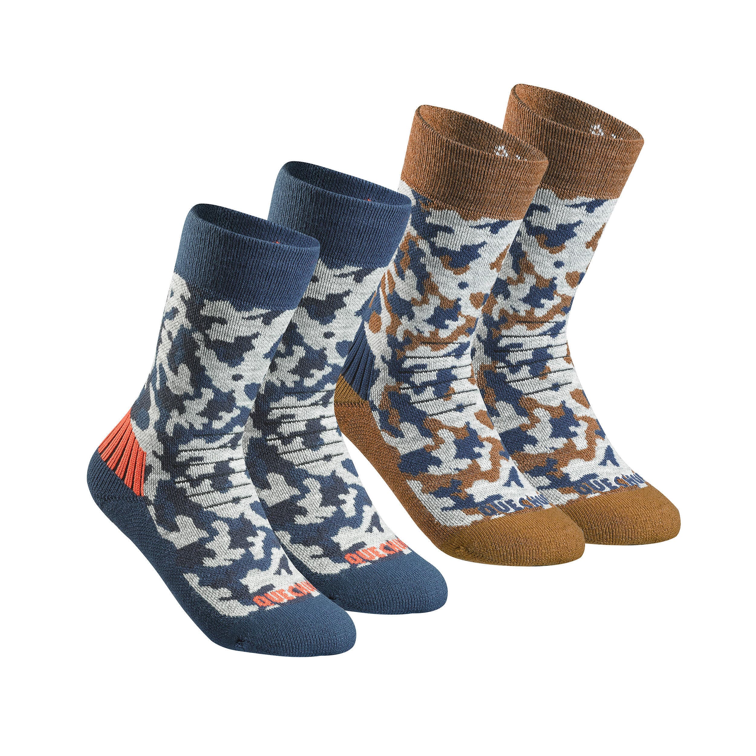 جوراب زمستانه کچوا – 2 جفت – ساق بلند کودکانه Quechua Children’s Outdoor Long Winter / Thermal Socks – Camouflage Patterned – 2 Pairs – SH100 Mid