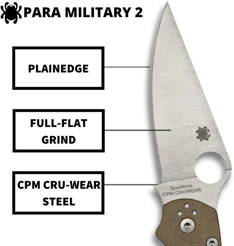 چاقو میکارتا نظامی اسپایدرکو Spyderco PARA MILITARY™ 2 CPM CRU-WEAR MICARTA — تصویر ۸