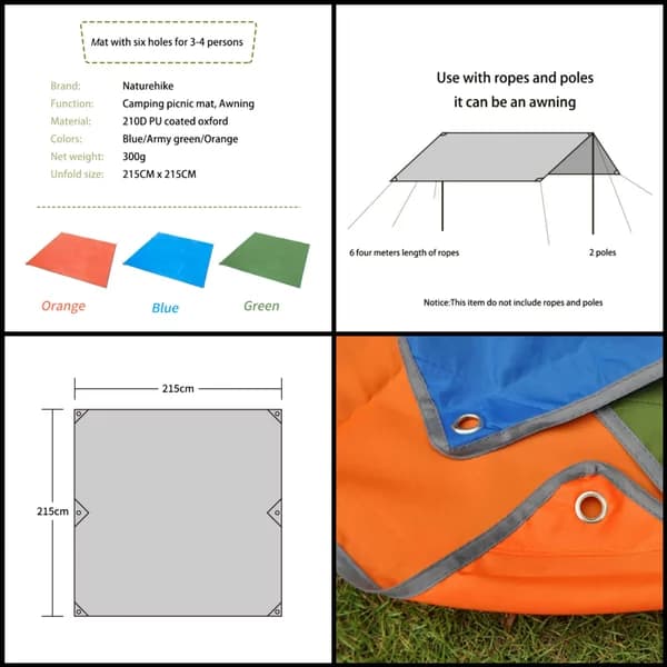 زیر انداز چادر ضد آب نیچرهایک Naturehike waterproof Multifunctional 3-4p Oxford Camping Mat — تصویر ۸