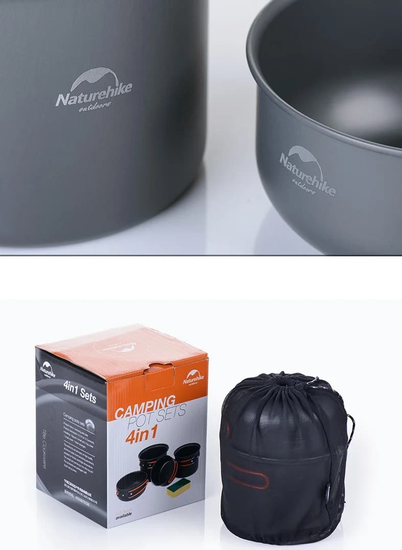 ست ظروف سفری نیچرهایک 2 الی 3 نفره Naturehike Utensils Aluminium Alloy Outdoor Cookware — تصویر ۶