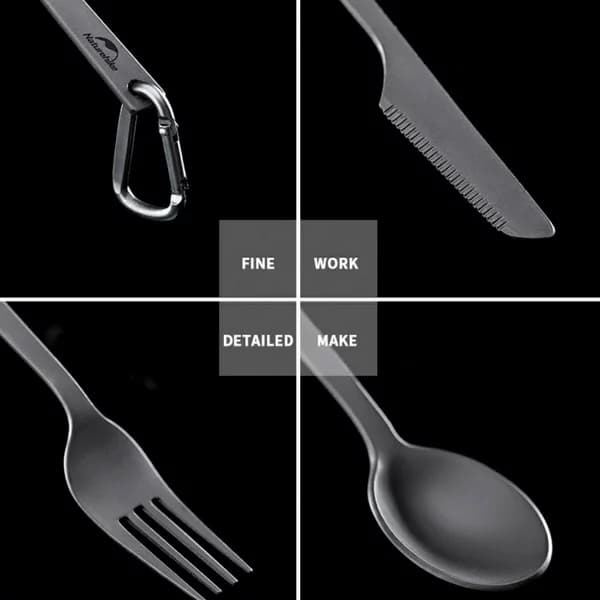 ست قاشق، چنگال و کارد تیتانیومی نیچرهایک بوشکرفت Naturehike Titanium Multifunction Knife Spoon Fork Ultralight Set — تصویر ۶