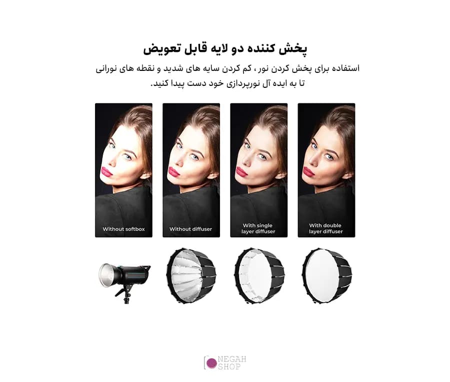 سافت باکس پارابولیک گرید دار زئوس Zeus parabolic softbox 70CM — تصویر ۸