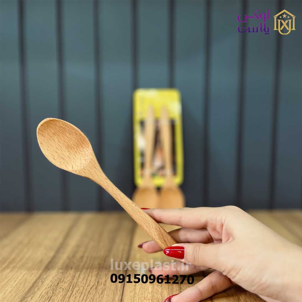 قاشق چوبی بسته 2 عددی با طول 19 سانت 7168 — تصویر ۲