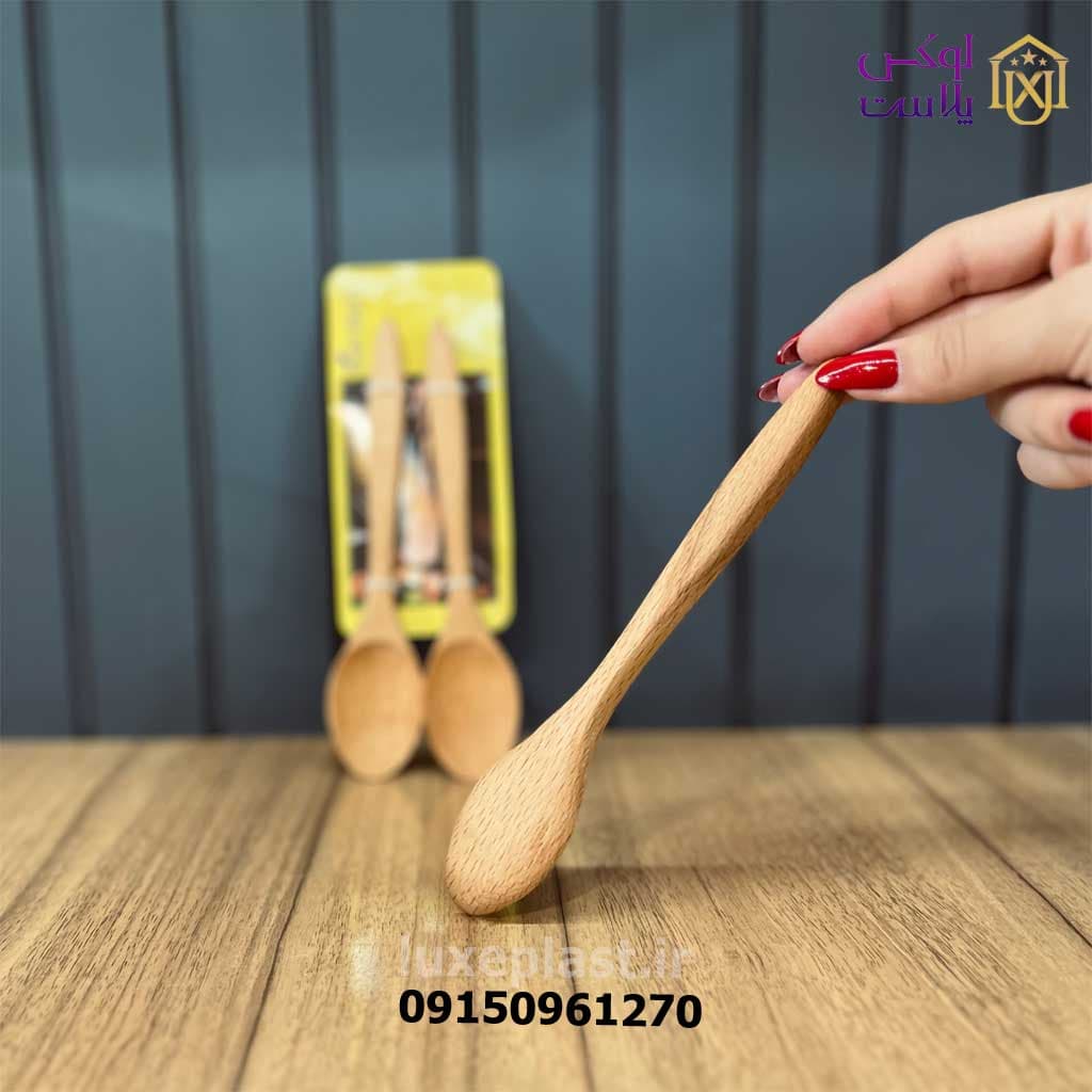قاشق چوبی بسته 2 عددی با طول 19 سانت 7168 — تصویر ۳