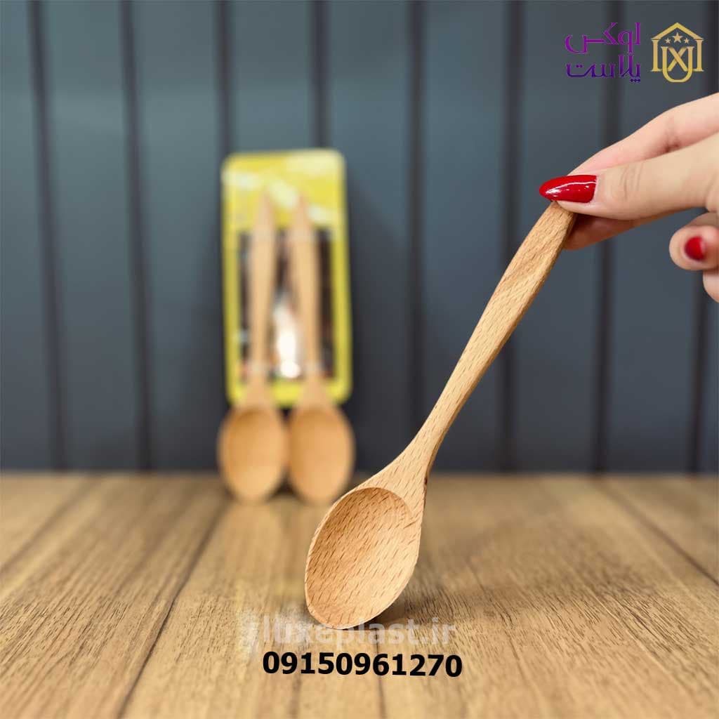قاشق چوبی بسته 2 عددی با طول 19 سانت 7168 — تصویر ۴