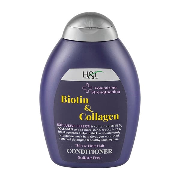 نرم کننده مو اچ اند تی حاوی بیوتین و کلاژن مناسب موی ضعیف حجم ۳۸۵ میلی لیتر | H & T BIiotin And Collagen Hair Conditioner 385 ml
