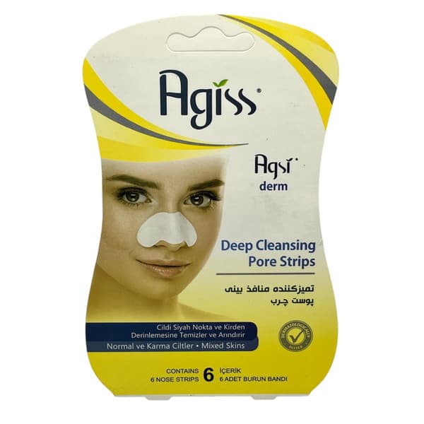 نوار تمیز کننده منافذ بینی مناسب پوست چرب آگیس ۶ عددی | Agis Deep Cleansing Pro Strips for oily Skin 6 Pcs