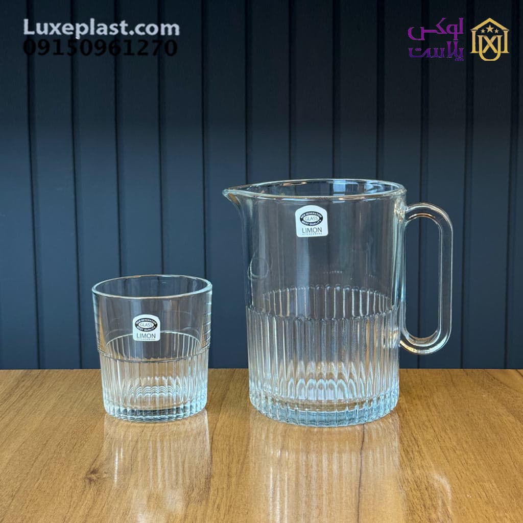 پارچ شیشه ای شیاردار لیمون (2228) — تصویر ۳