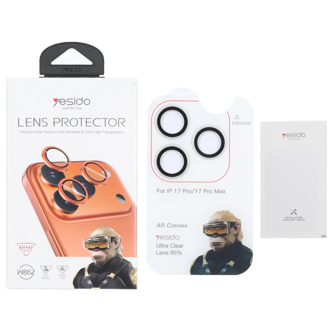 محافظ لنز رینگی اورجینال Yesido WB62 شابلون دار Apple iPhone 17 Pro Max / iPhone 17 Pro — تصویر ۲