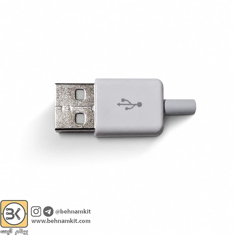 فیش نری USB A سرکابلی کاوردار سفید
