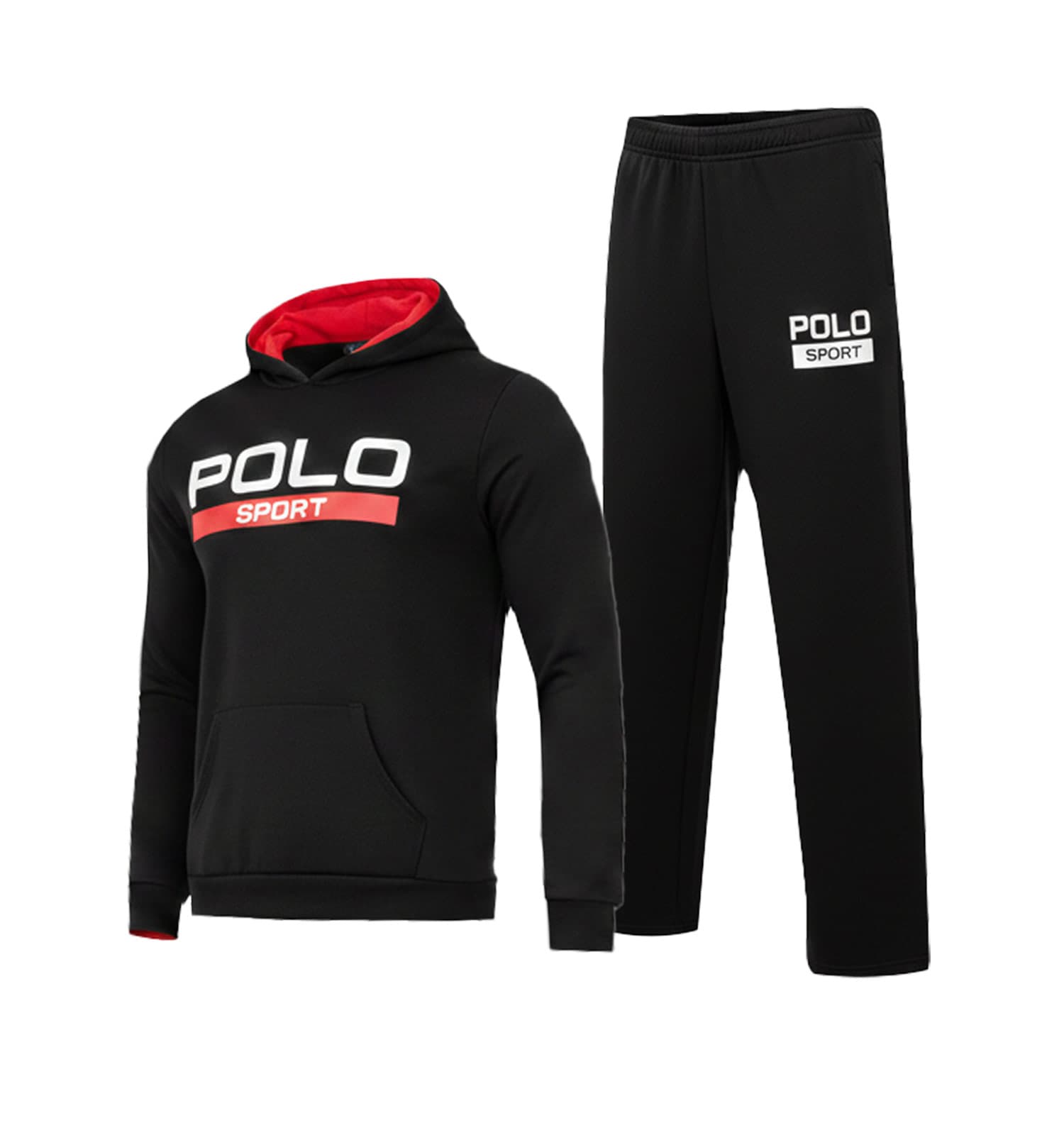 ست هودی و شلوار مردانه نرمال طرح دار اسپان مشکی Polo کد 49381 — تصویر ۳