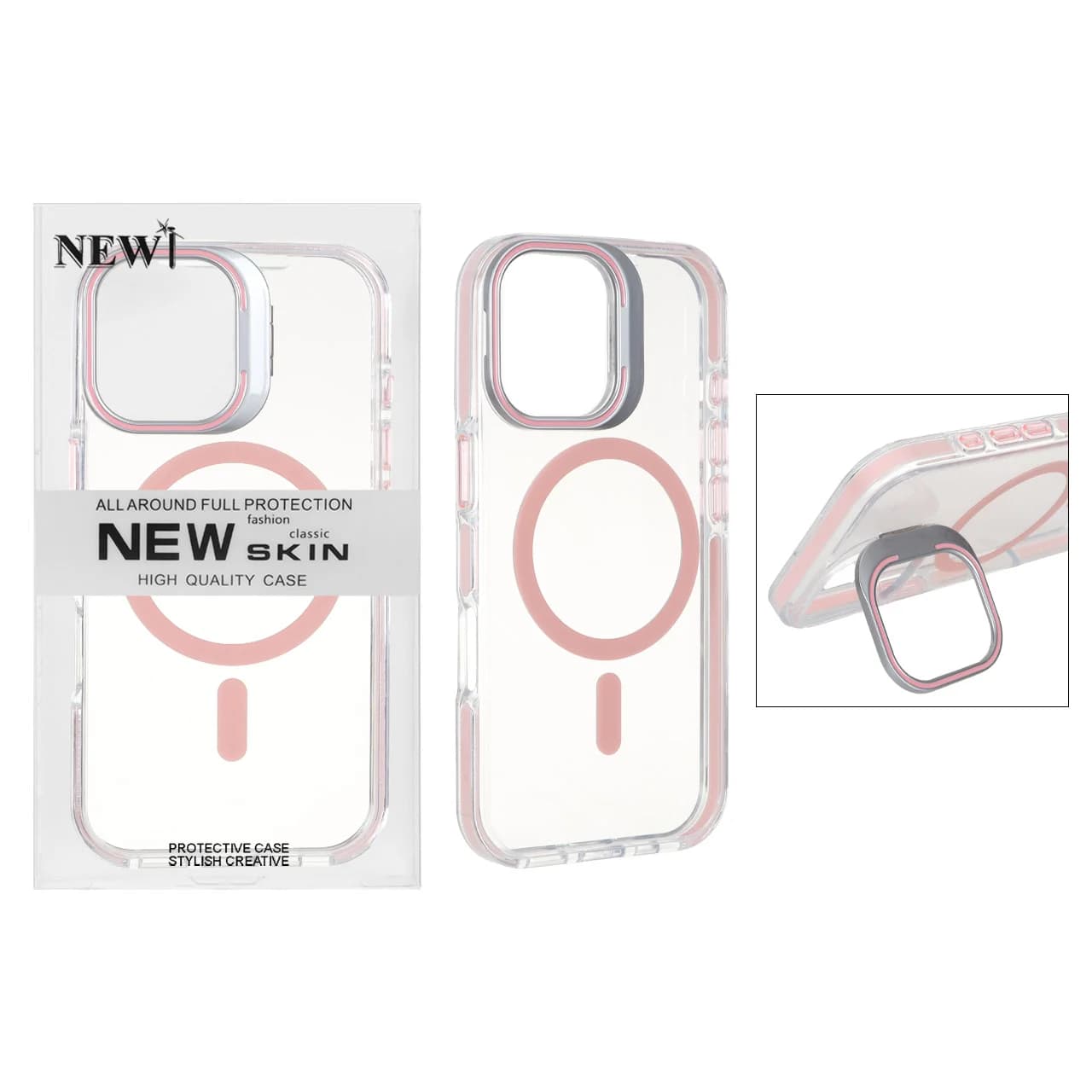 قاب اورجینال New Skin شفاف کریستالی MagSafe لنز استندشو Apple iPhone 17 — تصویر ۲
