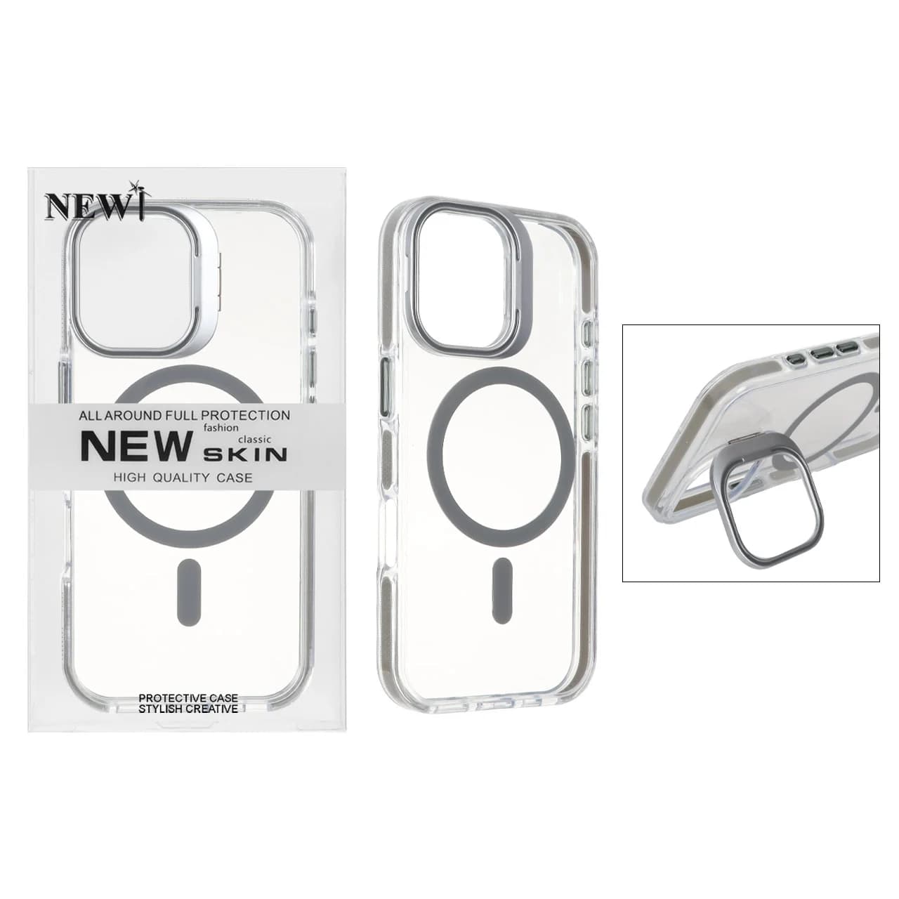 قاب اورجینال New Skin شفاف کریستالی MagSafe لنز استندشو Apple iPhone 17 — تصویر ۶