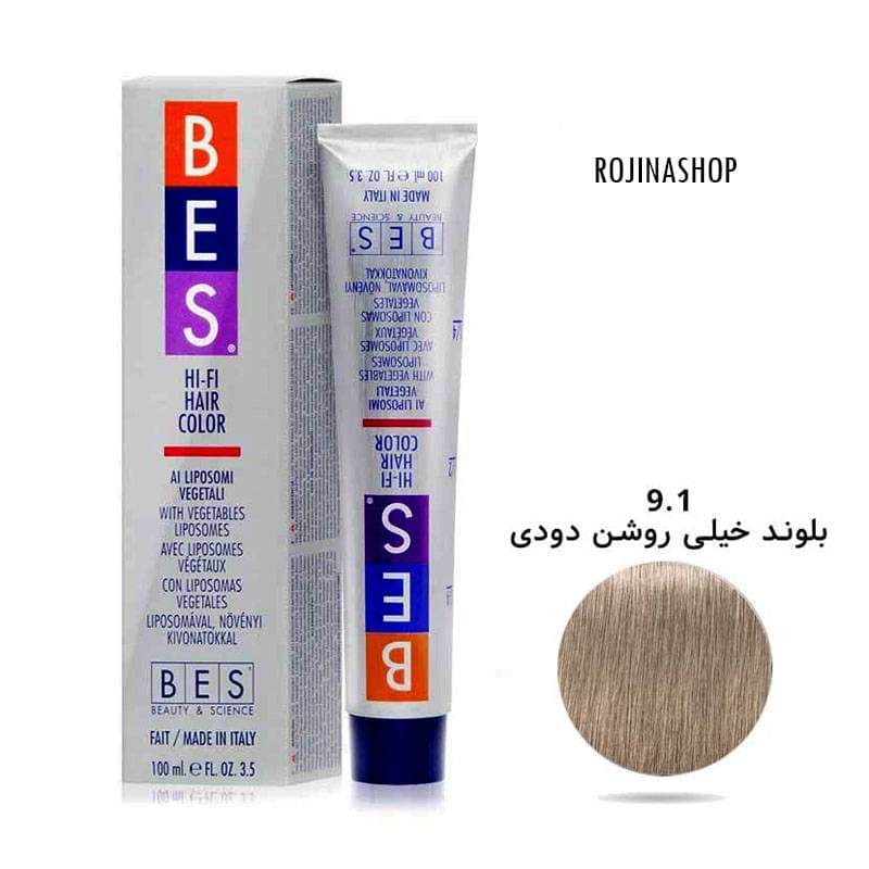 رنگ مو بس شماره 9.1 رنگ بلوند دودی خیلی روشن
