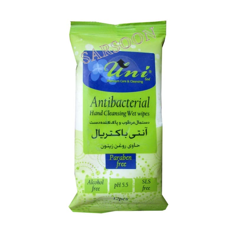 دستمال مرطوب و پاک کننده دست یونی لد آنتی باکتریال Uni led Antibacterial Hand Cleaning Wet Wipes