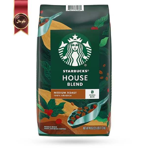 دانه قهوه استارباکس Starbucks مدل هوس بلند House blend یک کیلویی (اورجینال)