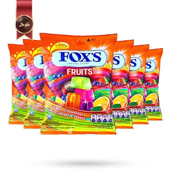 6 بسته آبنبات کریستالی فوکس Foxs مدل میوه ای Fruits وزن 90 گرم (اورجینال)