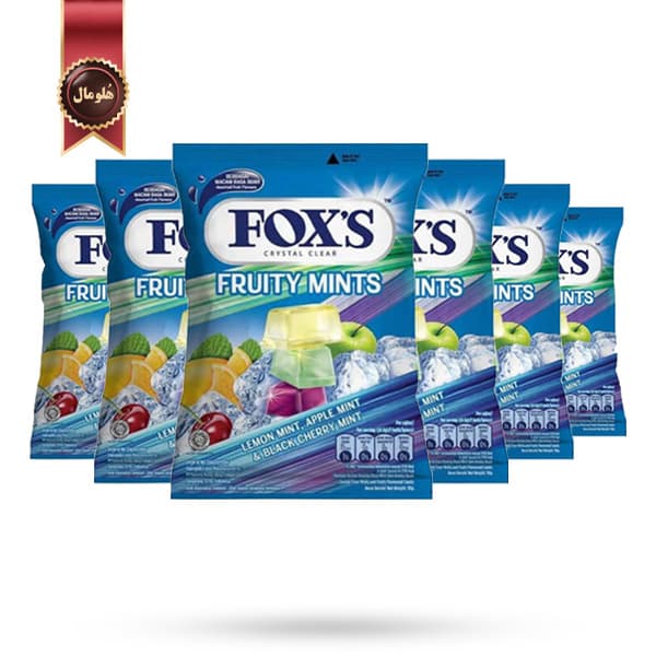 6 بسته آبنبات کریستالی فوکس Foxs مدل میوه های نعنایی Fruity Mints وزن 90 گرم (اورجینال)