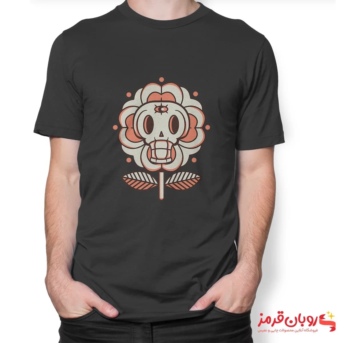 تیشرت کد 057 طرح گل با اسکلت — تصویر ۲