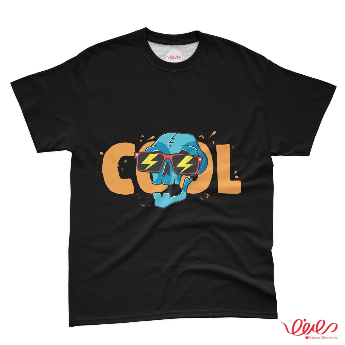 تیشرت کد 056 با طرح نوشته COOL با سر اسکلت فانتزی