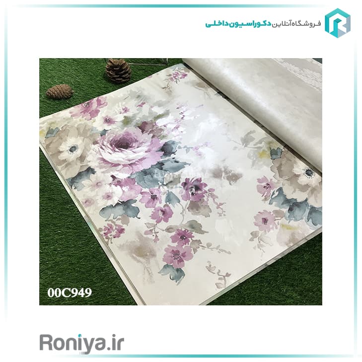 کاغذ دیواری آمریکایی گل های آبرنگی لطیف کد00C948 — تصویر ۴