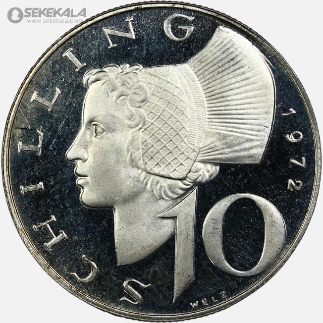 سکه پروف 10 شیلینگ نقره اتریش 1972