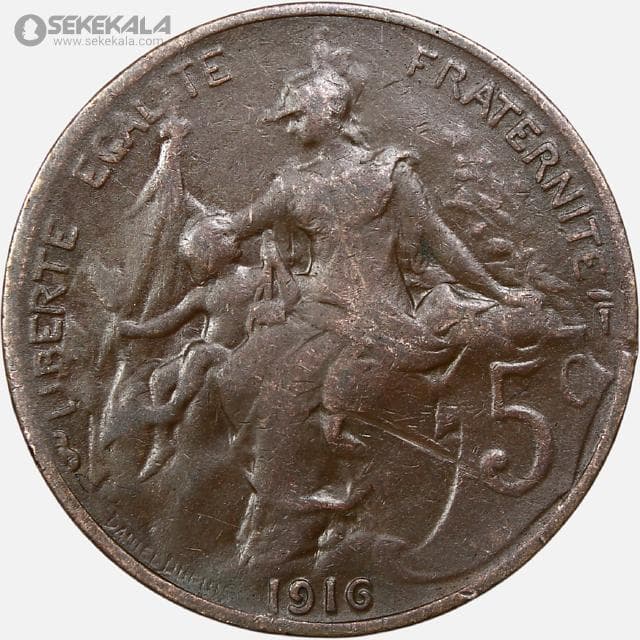 سکه 5 سنتیم فرانسه 1916 (جمهوری سوم)