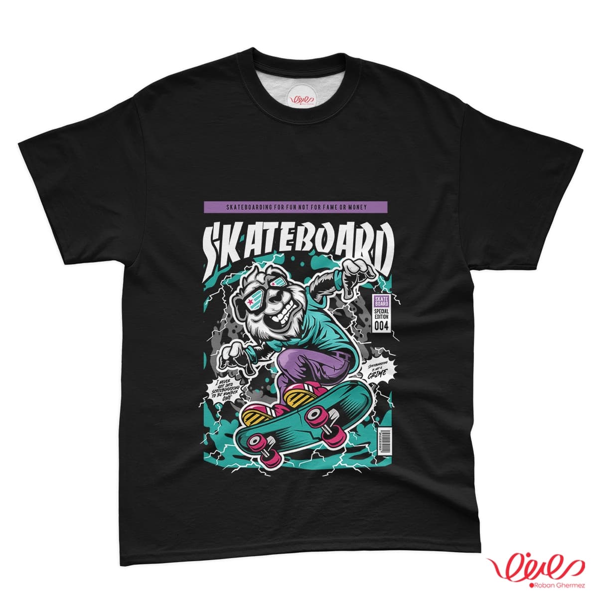تیشرت کد 036 SKATEBOARD SKELETON BLUE