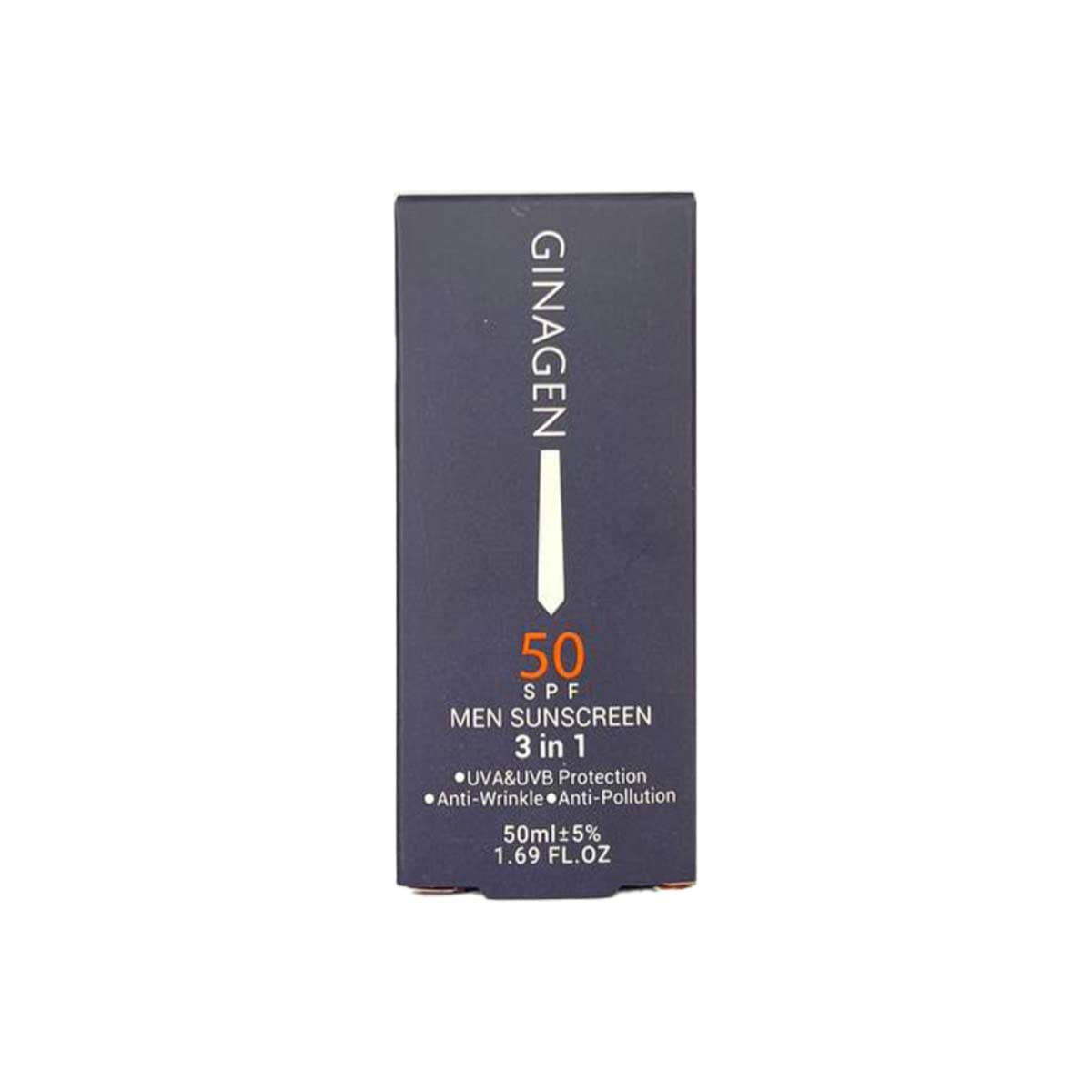 ضد آفتاب مناسب آقایان ضد چروک 3 کاره SPF 50 ژیناژن 50 میلی لیتر