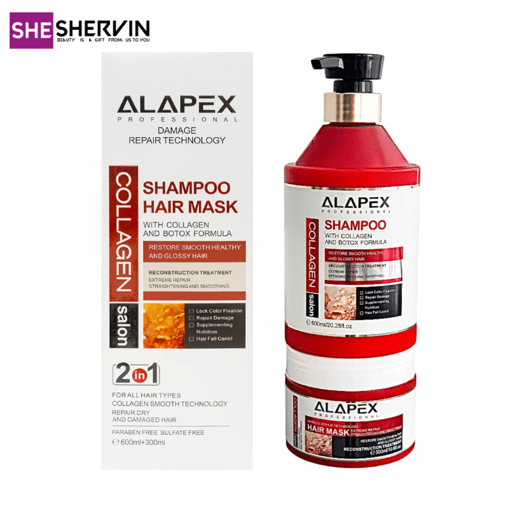 پک شامپو و ماسک مو کلاژن و بوتاکس آلآپکس Alapex — تصویر ۲