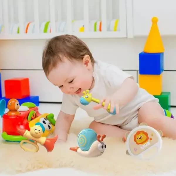 ست جغجغه و دندانگیر 5 عددی صندوقی aiyingle — تصویر ۵