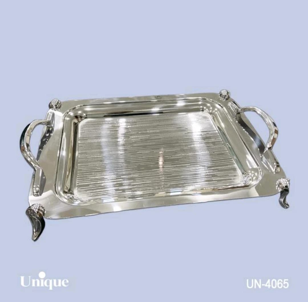 سینی براق استیل یونیک پایه دار کوچک کد UN-4065