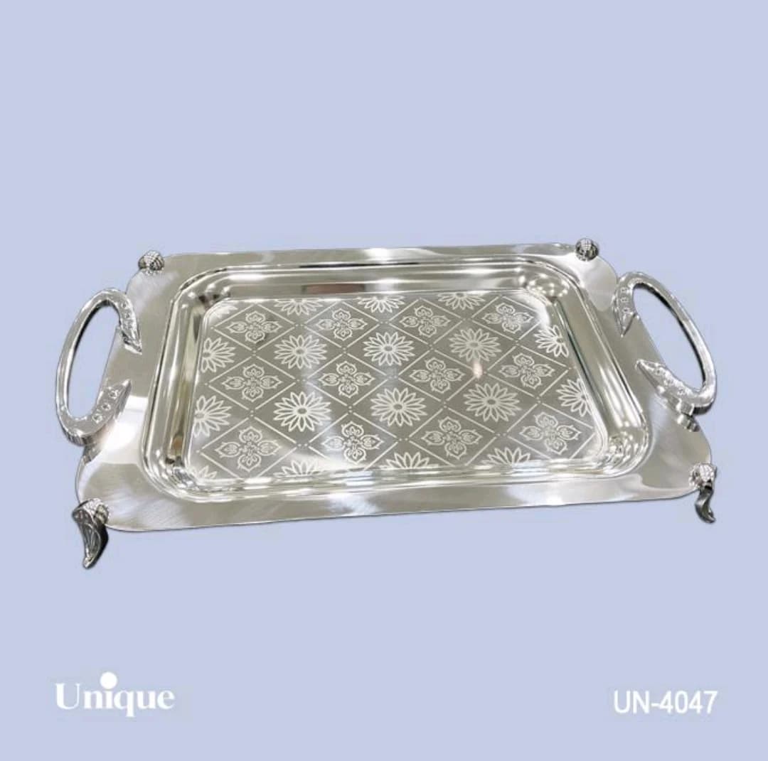 سینی براق استیل یونیک پایه دار بزرگ کد UN-4047