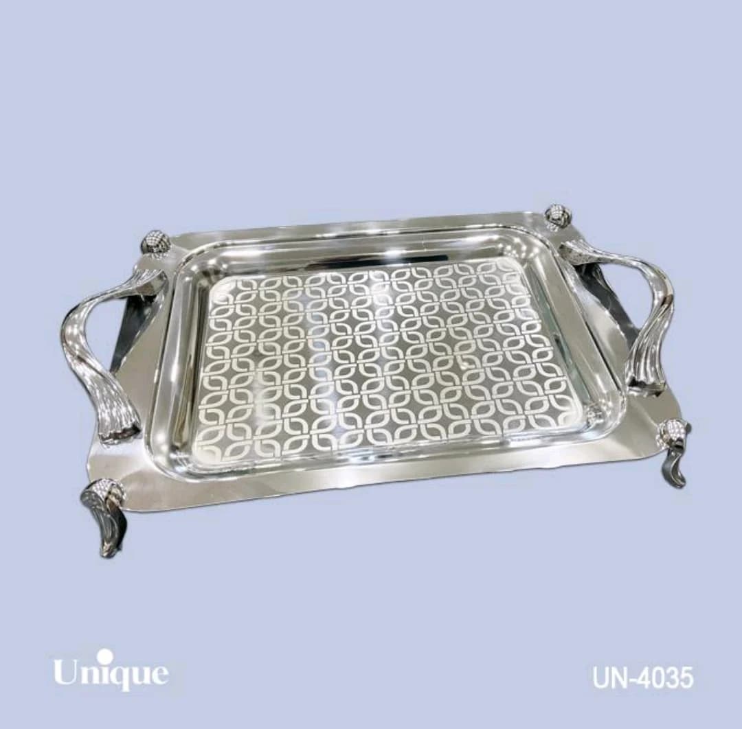 سینی براق استیل یونیک پایه دار کوچک کد UN-4035