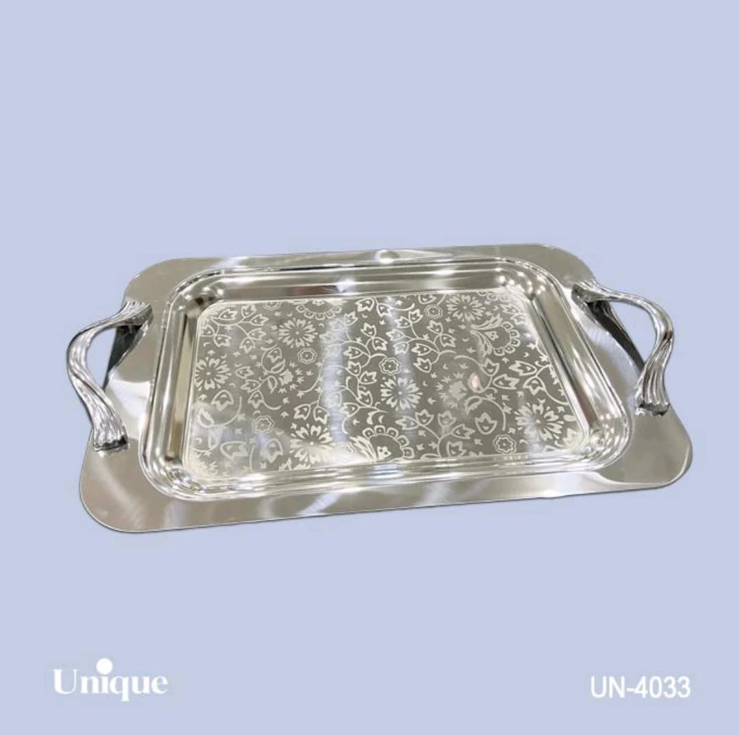 سینی براق استیل یونیک بدون پایه بزرگ کد UN-4033