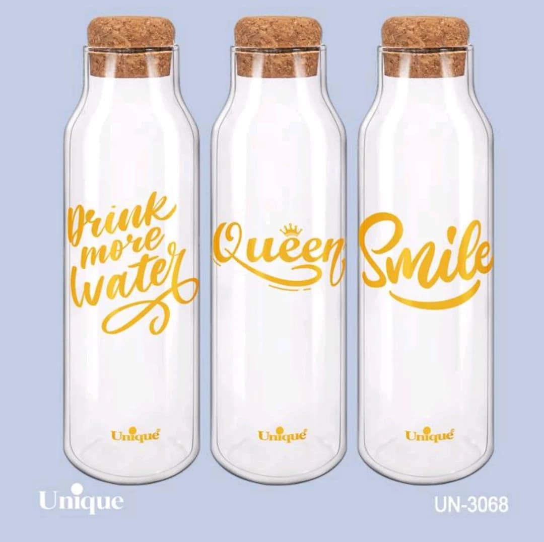 بطری آب شیشه ای یونیک با درب چوبی 1100 میل کد UN-3068