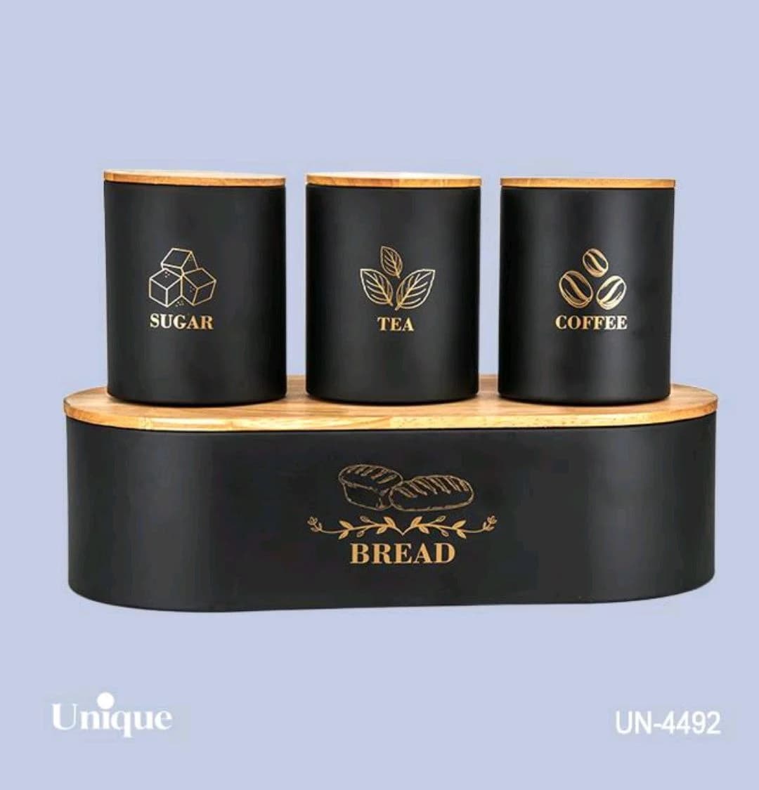 ست 4 پارچه بانکه و جا نونی یونیک درب بامبو کد UN-4492