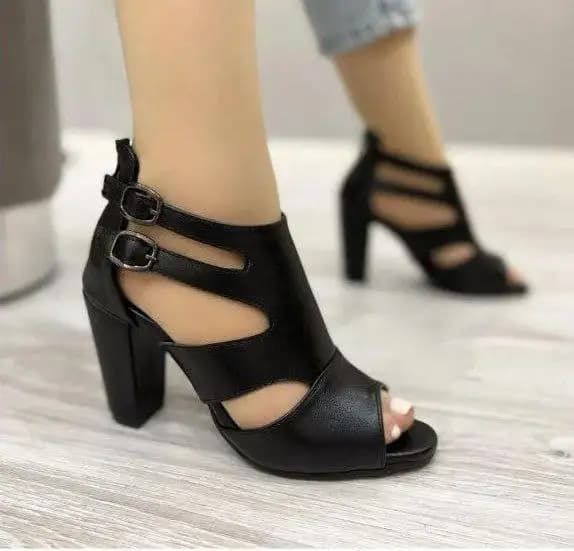 کفش پاشنه دار کد 4927 (مشکی چرم) — تصویر ۲