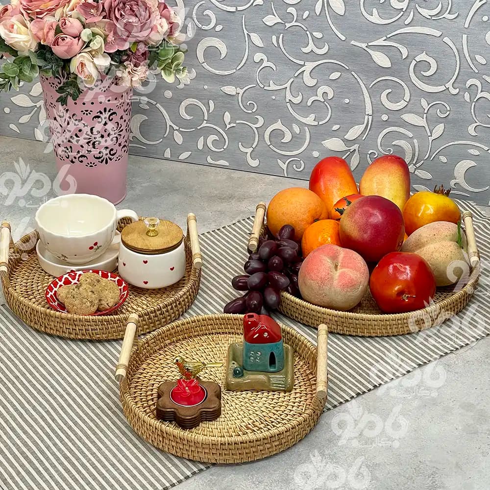 سینی حصیری طبیعی گرد وارداتی — تصویر ۳