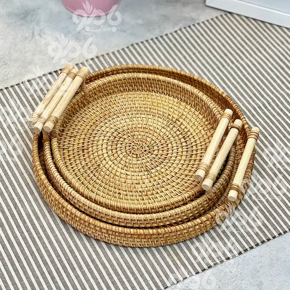 سینی حصیری طبیعی گرد وارداتی — تصویر ۴