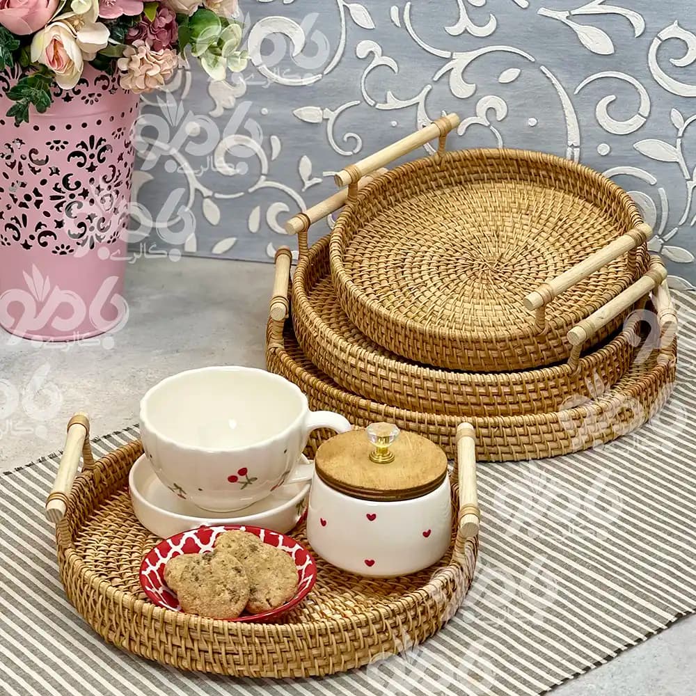 سینی حصیری طبیعی گرد وارداتی — تصویر ۲